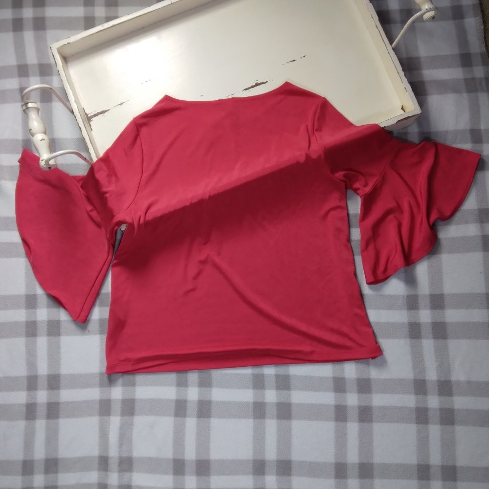 Chico's Red Ruffle Sleeve Blouse - Picture 6 of 9
